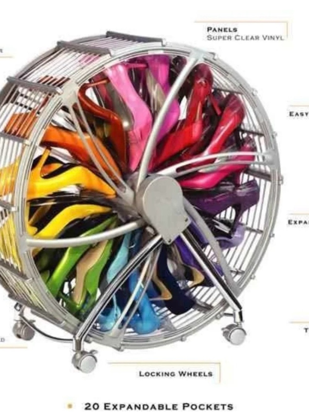 Rotating Multi-Color Shoe Display Rack – Expandable 20-Pocket Organizer